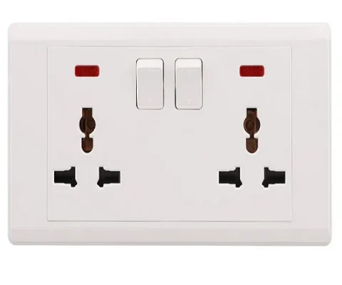 Double universal socket with neon